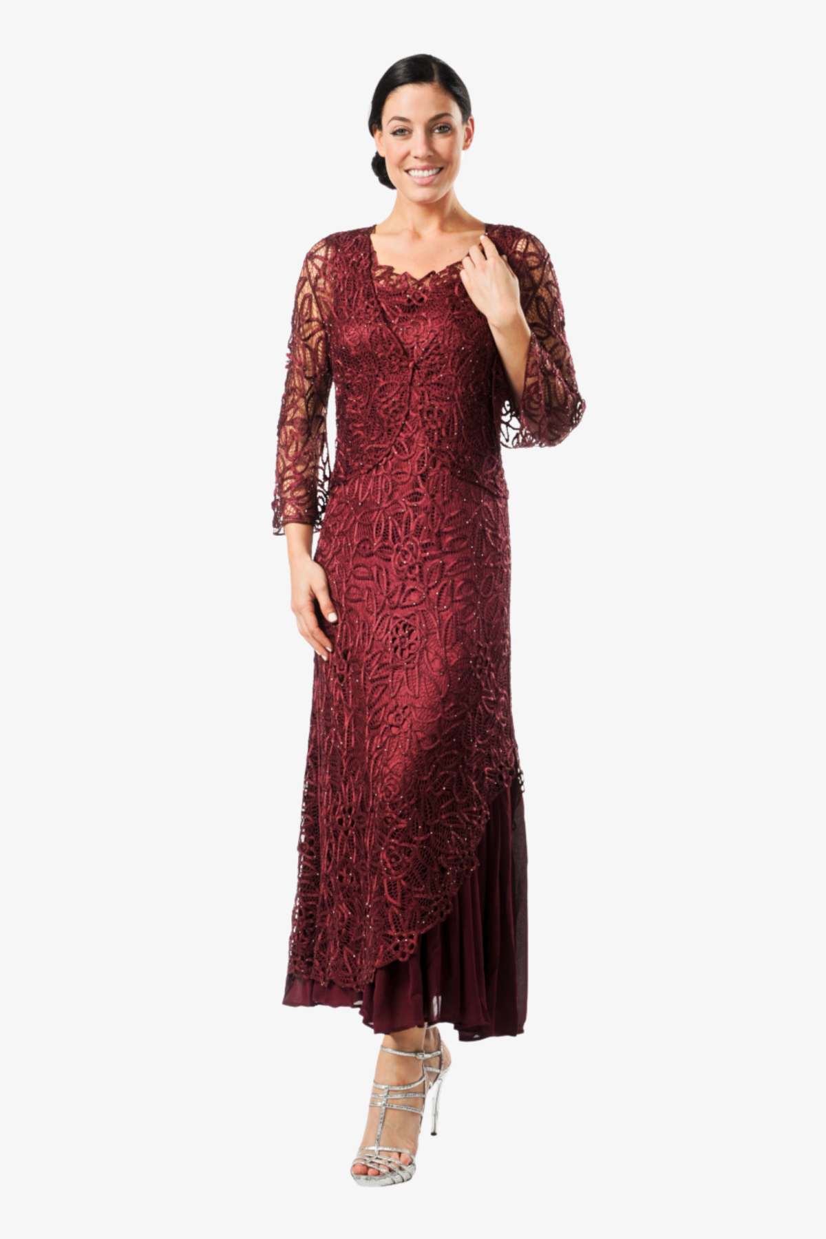 long dress with bolero jacket Long Sleeveless Beaded Gown By Poly USA 7770 S / Royal