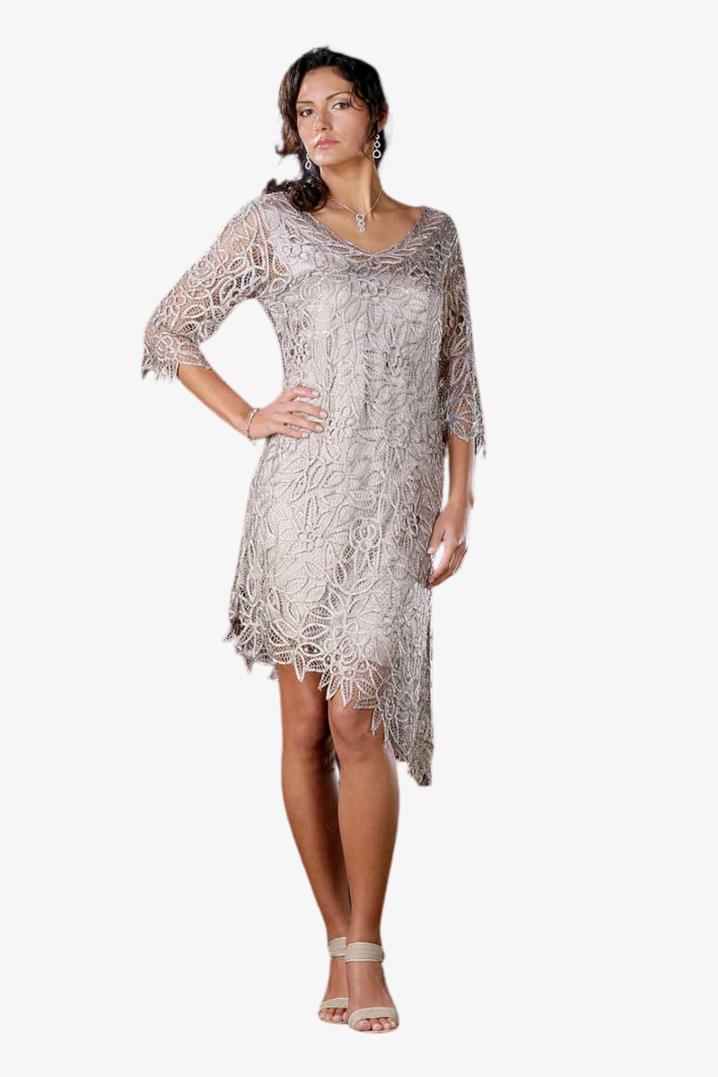 Soulmates C703 Asymmetrical Silk Cocktail Dress