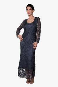 Soulmates C715 Embroidered Silk Lace Evening Dress with Jacket Set