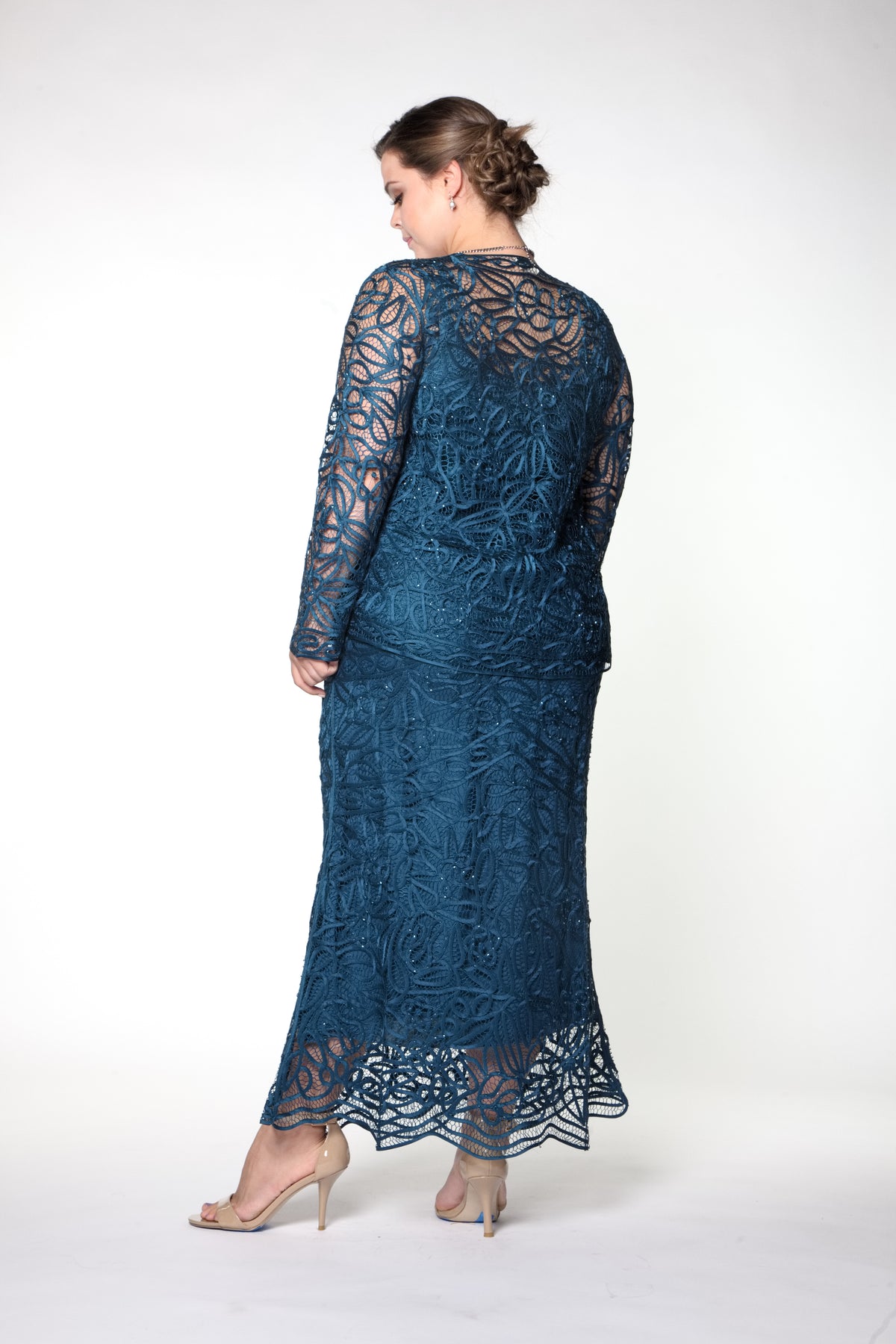 Soulmates C715 Embroidered Silk Lace Evening Dress with Jacket Set (Capsule2)