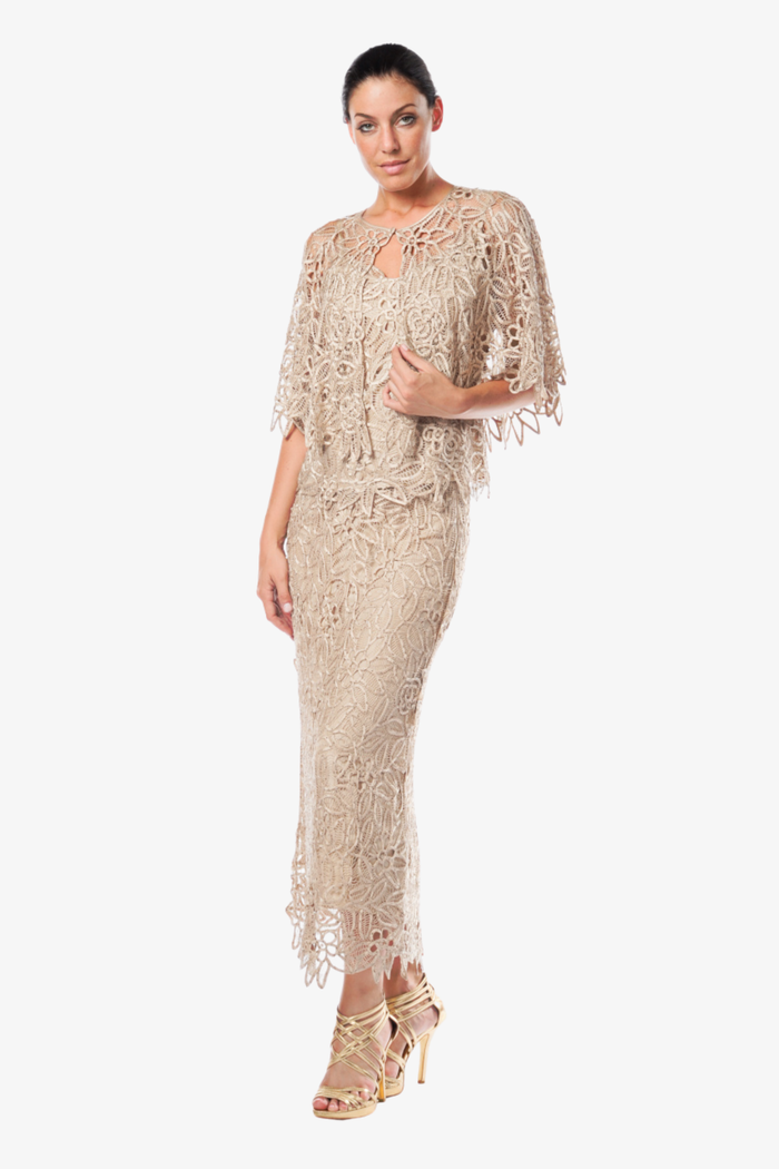 Soulmates C80312 Hand Crocheted Lace Cape Top and Skirt Set