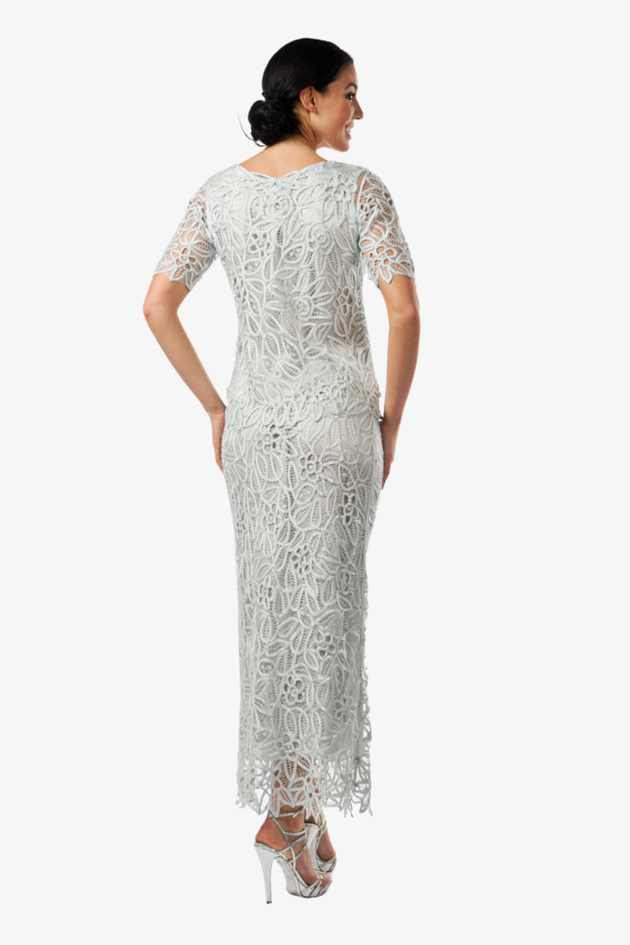 Soulmates C8080 Hand Lace Silver Beaded Short Sleeve Top with Skirt Set (Capsule)