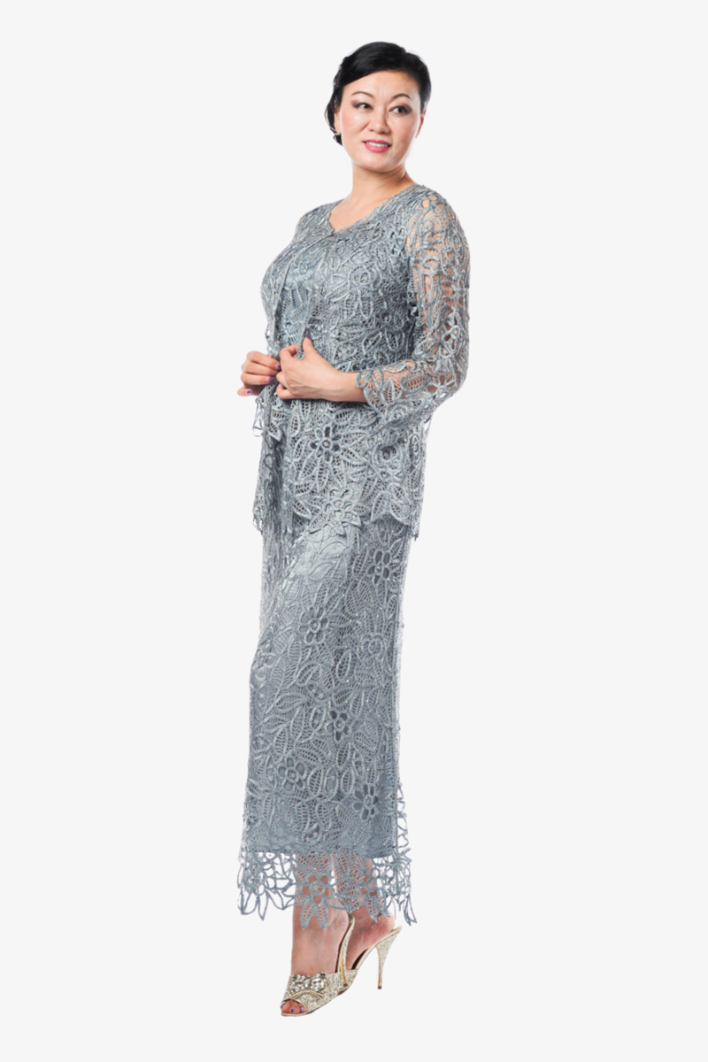 Soulmates C80952 Embroidered Floral Lace Evening Jacket Top and Skirt Set