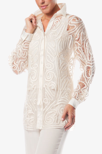 Soulmates C818 Hand Crocheted Silk Lace Polo Shirt