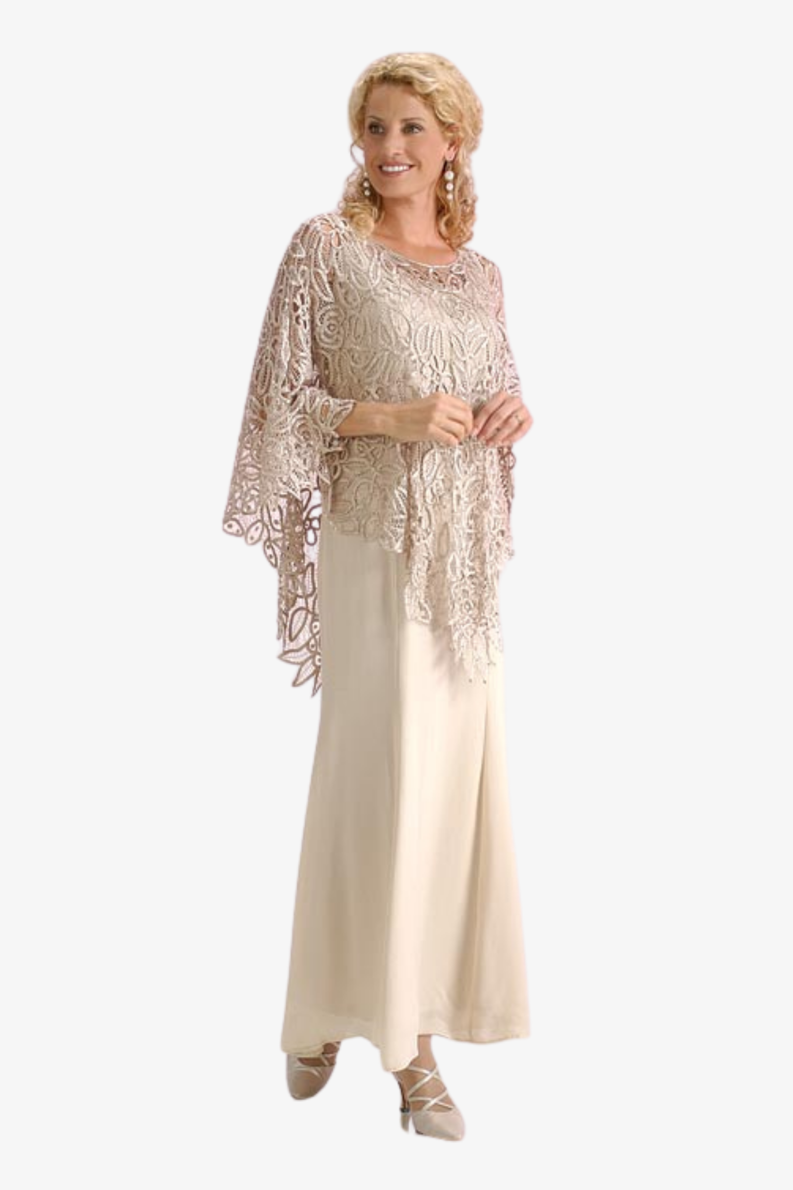 Soulmates C881 Handmade Silk Lace Beaded Poncho Soulmates C881 Handmade Silk Lace Beaded Poncho