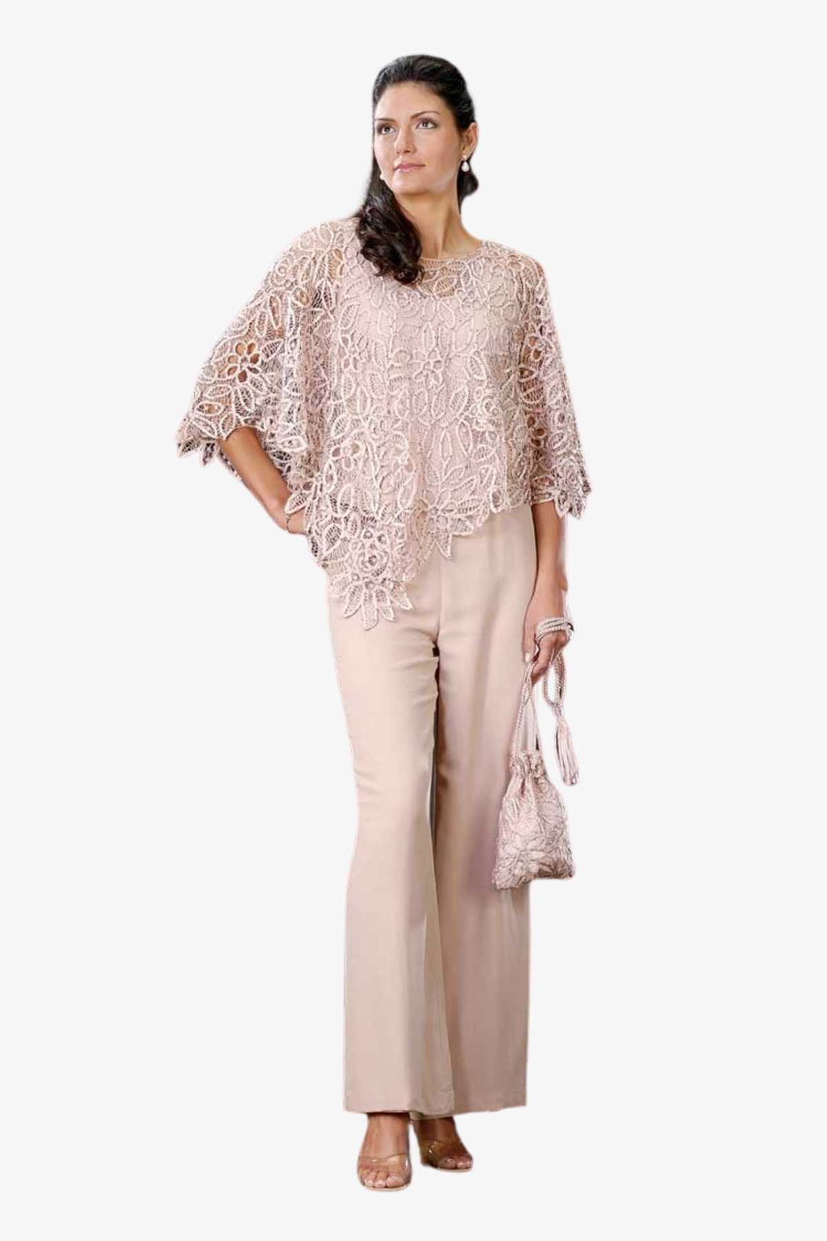 Soulmates C881 Handmade Silk Lace Beaded Poncho Soulmates C881 Handmade Silk Lace Beaded Poncho