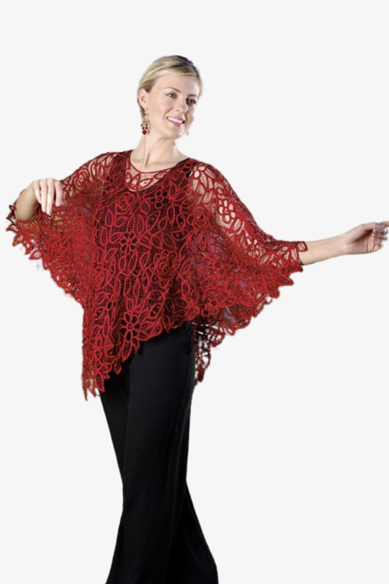 Soulmates C881 Handmade Silk Lace Beaded Poncho