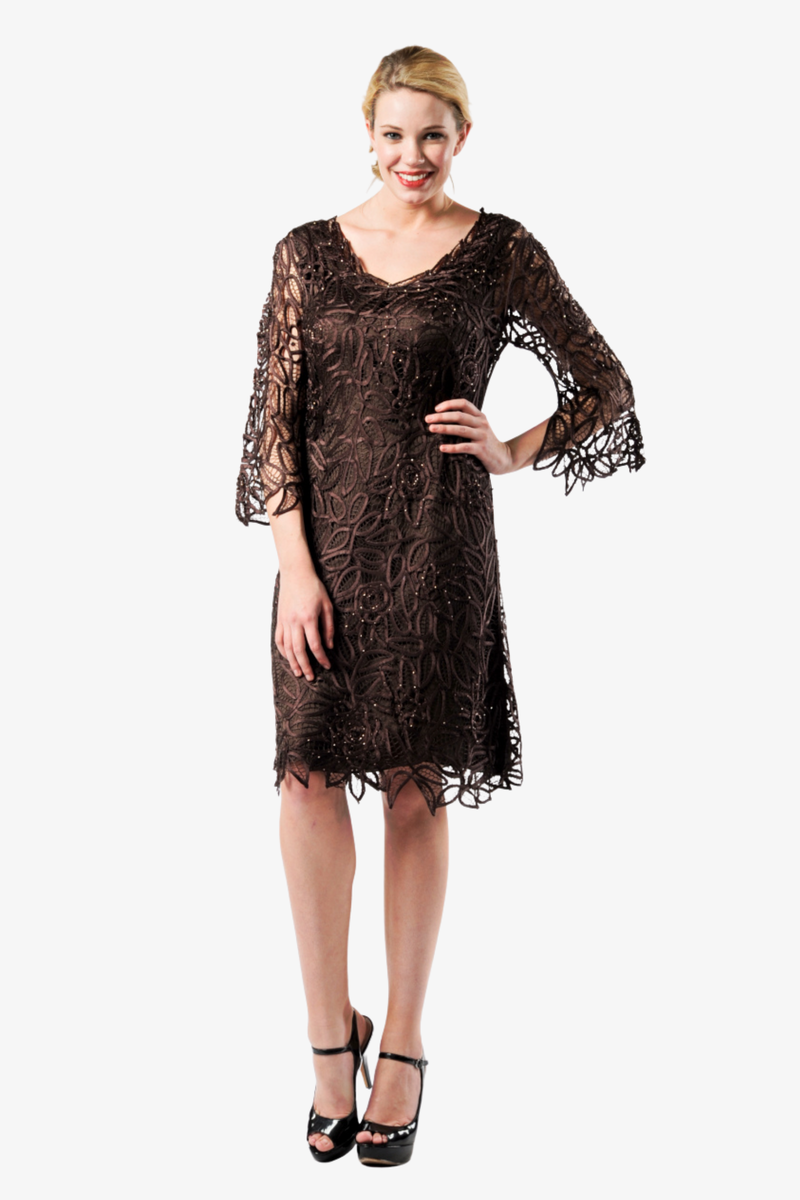 Beaded soutache bell sleeve dress best sale