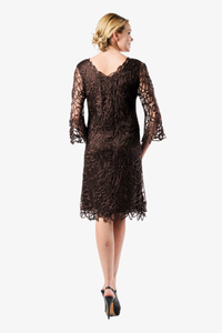 Soulmates C903 Hand Crocheted Lace V-Neck 3/4 Bell-Sleeve Dress