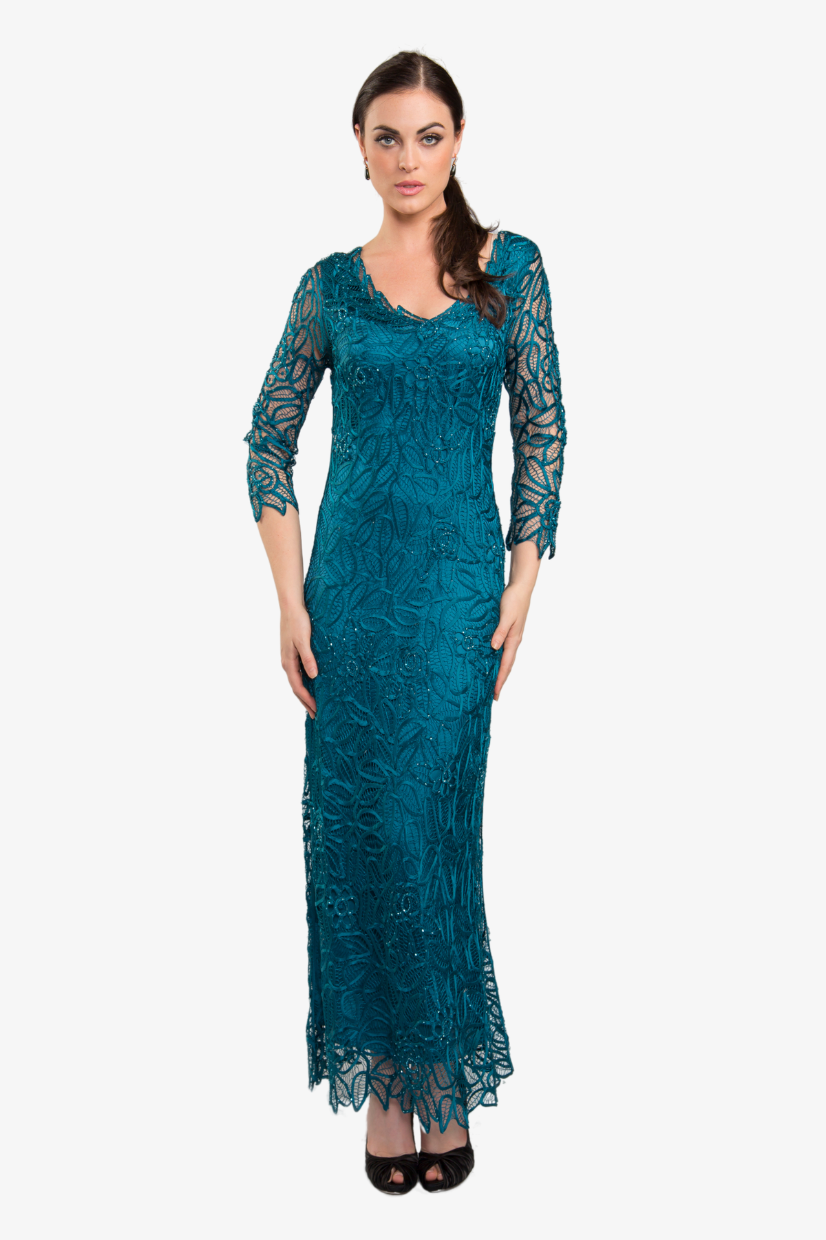 Soulmates C904 Handmade Silk Lace V-Neck Dress Soulmates C904 Handmade Silk Lace V-Neck Dress