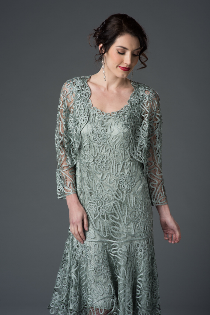 Soulmates C9126 Silk Beaded Tea Length Dress with Bolero Jacket Set (Capsule2)