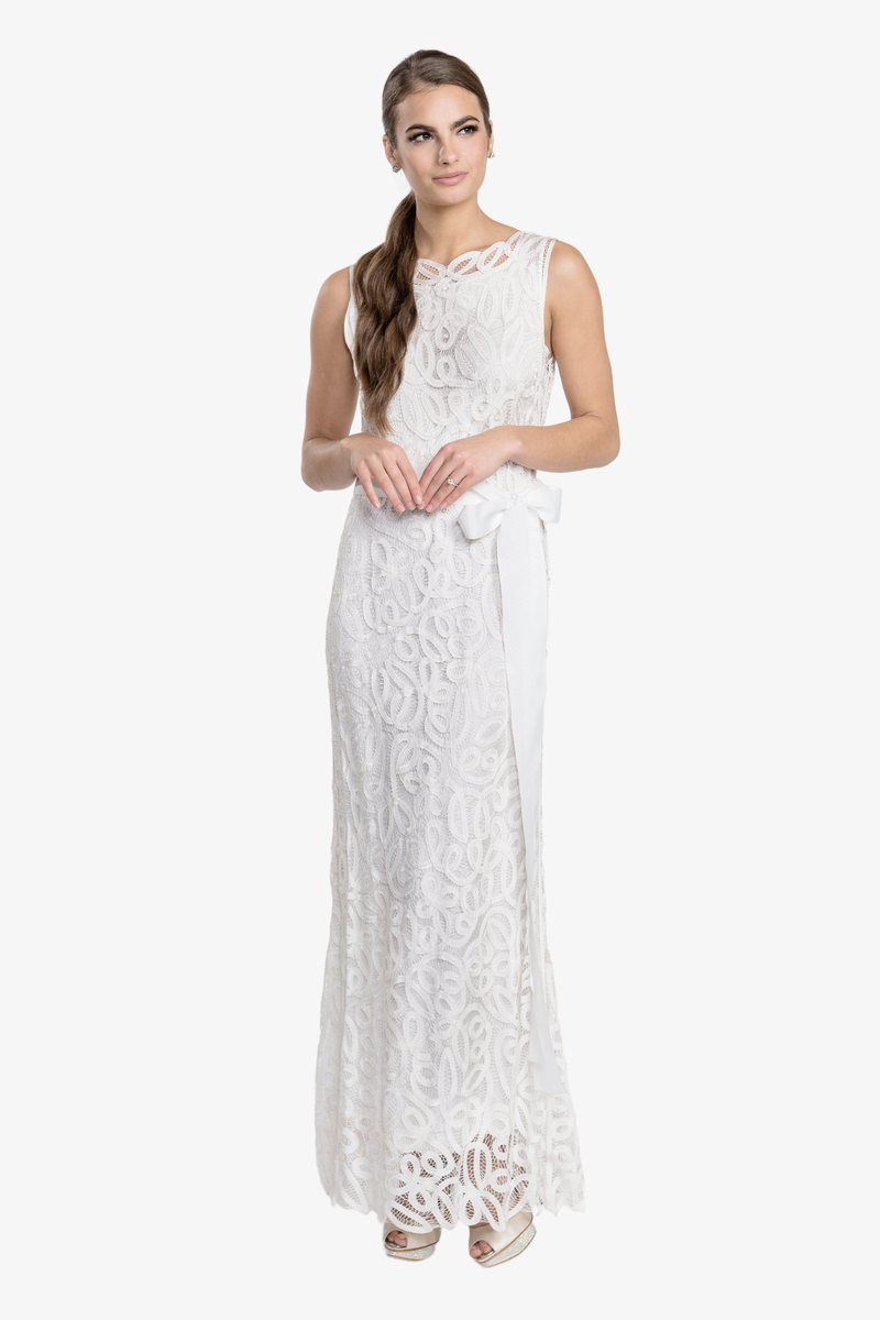 Soulmates D1312 Hand Crocheted Lace Sleeveless Long Dress