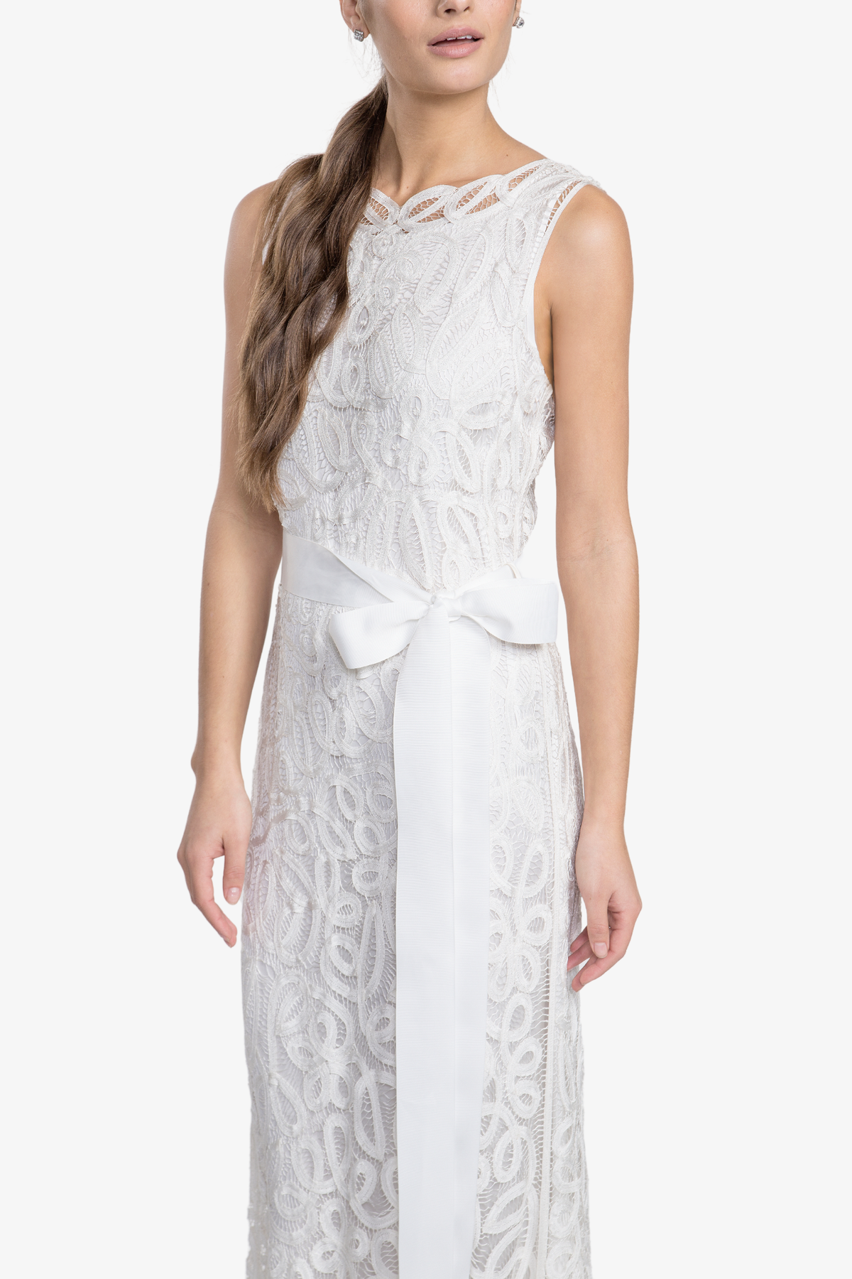 Soulmates D1312 Hand Crocheted Lace Sleeveless Long Dress