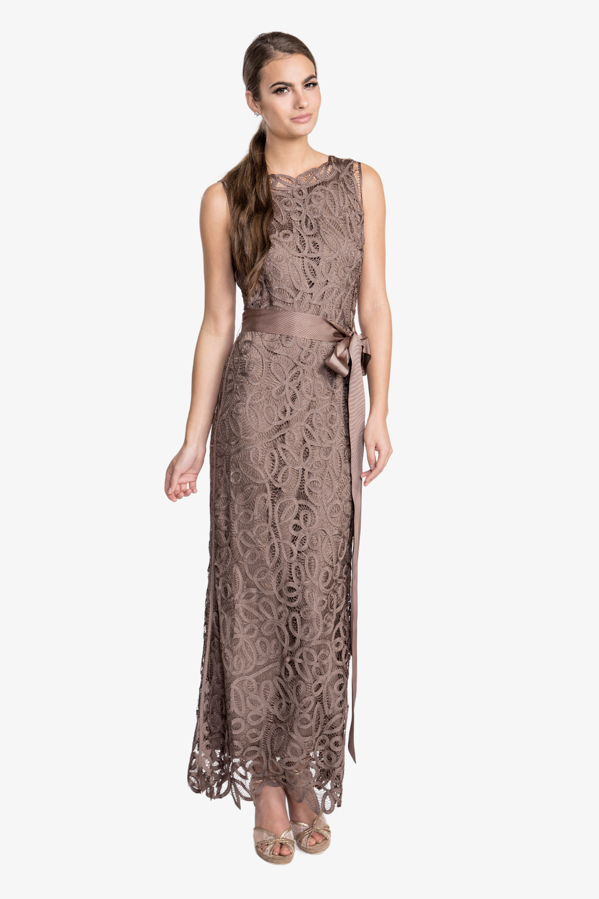 Soulmates D1312 Hand Crocheted Lace Sleeveless Long Dress