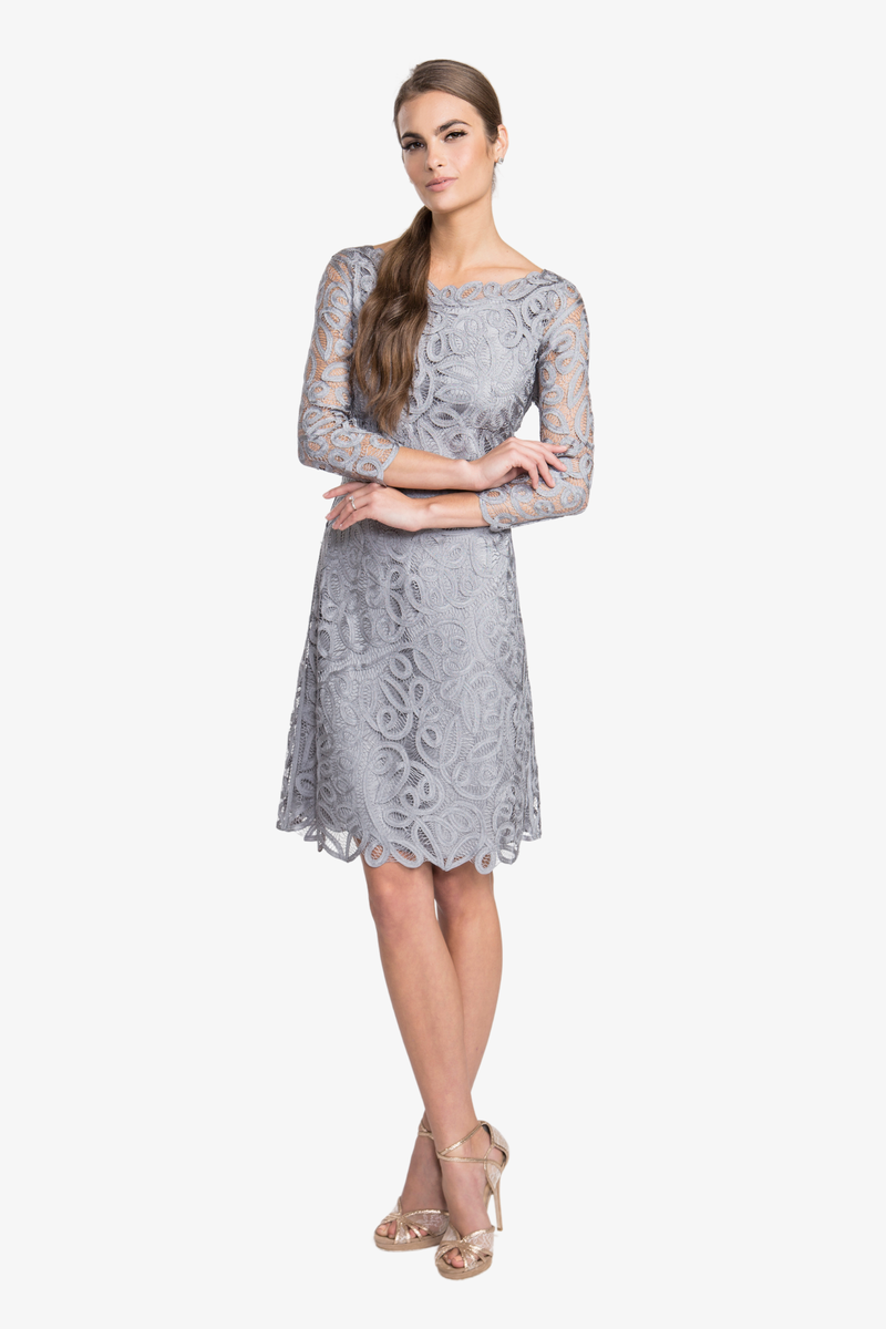 Soulmates D1322 Lace Wedding Party Bridal Shower Dress (Capsule2), Pewter / L Soulmates D1322 Lace Wedding Party Bridal Shower Dress (Capsule2), Pewter / L