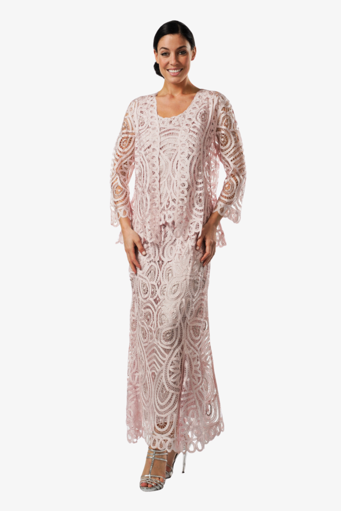 Soulmates D7051 Beaded Lace Paisley Jacket Top and Skirt Set (Capsule2)