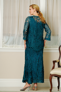 Soulmates D7051 Beaded Lace Paisley Jacket Top and Skirt Set