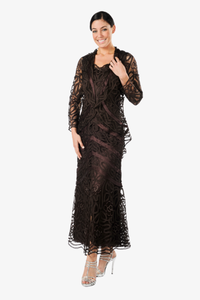 Soulmates D7068 Hand Crocheted Lace Evening Jacket Top and Skirt Set