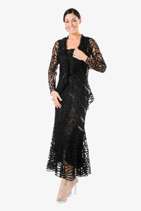 Soulmates D7069 Hand Crocheted Beaded Split Dress with Jacket Set