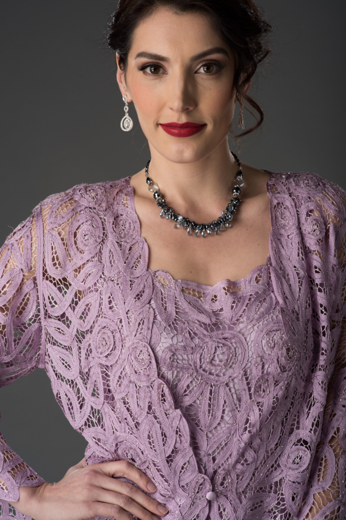 Soulmates D7107 Hand Crocheted 3/4 Bell-Sleeve Jacket Top Soulmates D7107 Hand Crocheted 3/4 Bell-Sleeve Jacket Top