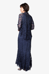 Soulmates D9120 Hand Crocheted Evening High-Low Dress with Jacket Set