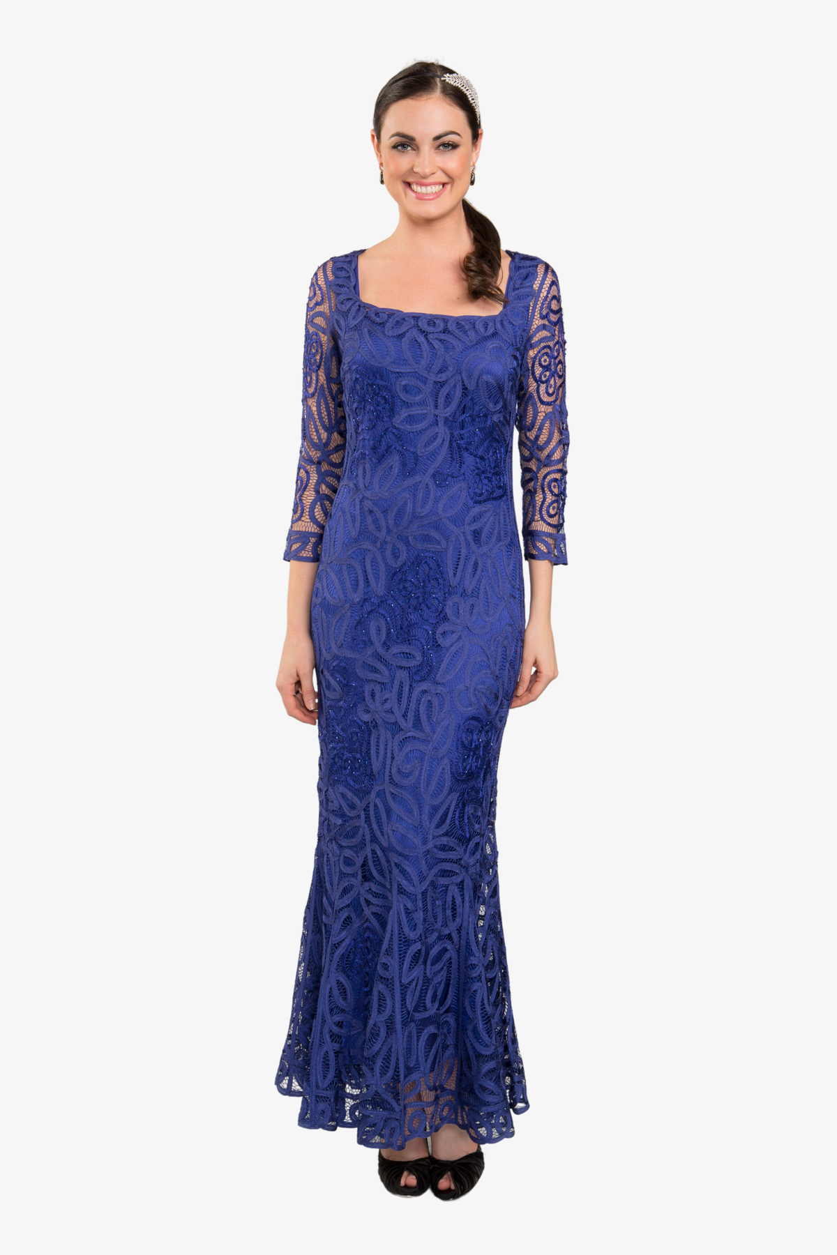 Soulmates D9121 Embroidered Square-Neck Dress