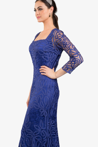 Soulmates D9121 Embroidered Square-Neck Dress