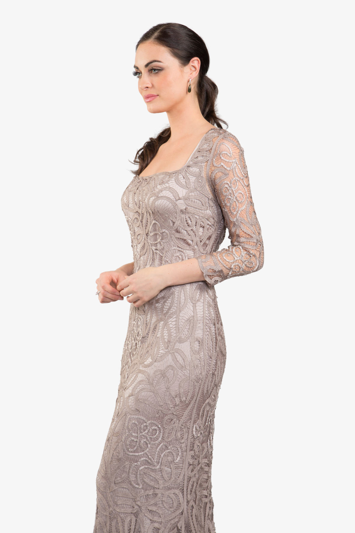 Soulmates D9121 Embroidered Square-Neck Dress