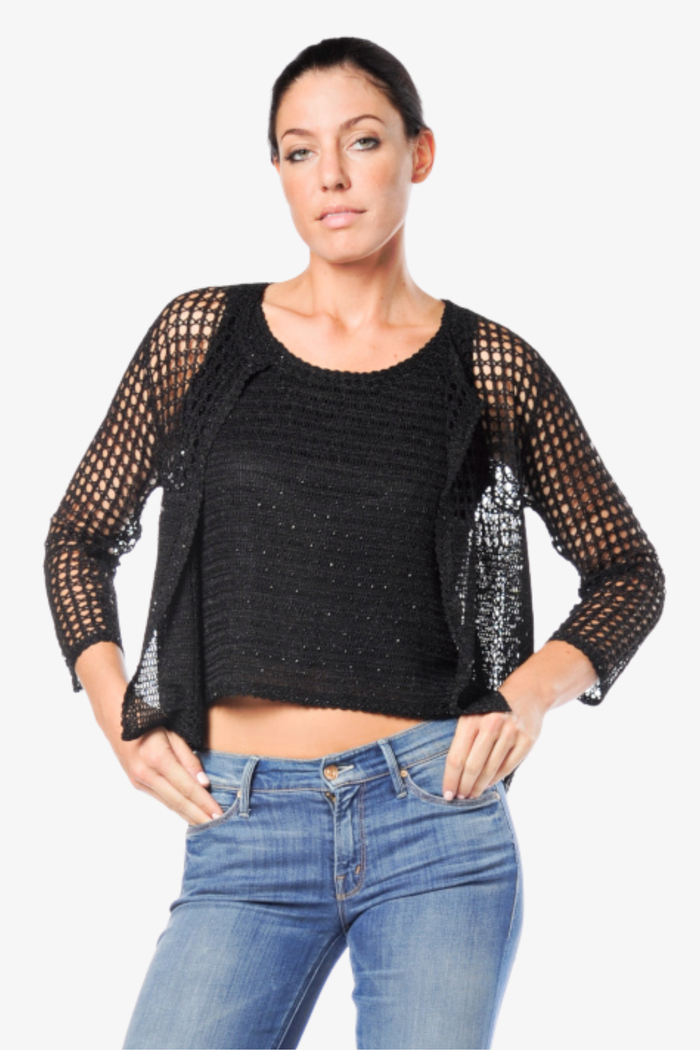 Soulmates G1102 Hand Crocheted Beaded Top with Jacket Set