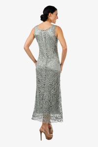 Soulmates C12016 Beaded Silk Lace 2-Piece Maxi Dress - Sage
