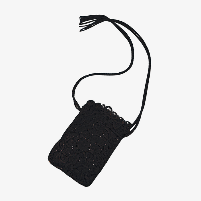Soulmates C440 Hand Crocheted Silk Beaded Pouch Bag Black