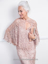 Beaded Lace Cape Top And Skirt Set Dusty Rose / S Clothing