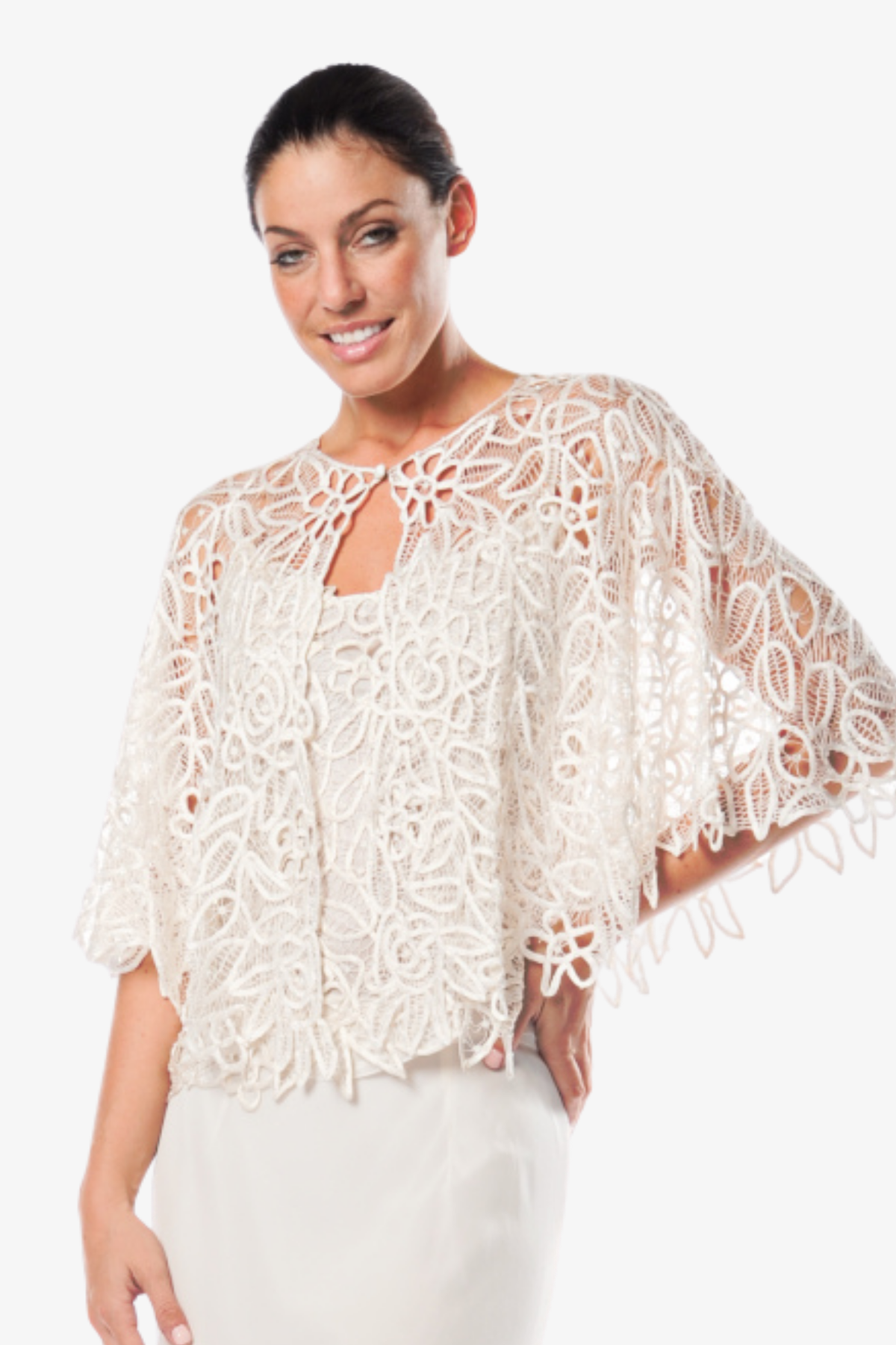 Soulmates C80312 Hand Crocheted Lace Cape Top and Skirt Set