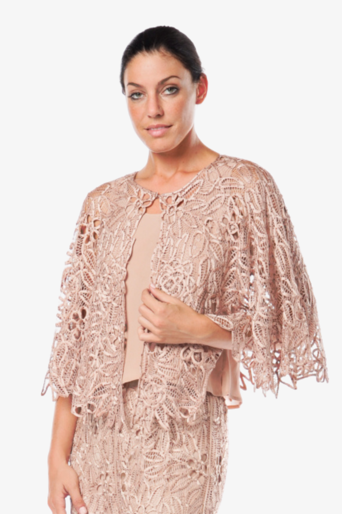 Soulmates C80312 Hand Crocheted Lace Cape Top and Skirt Set
