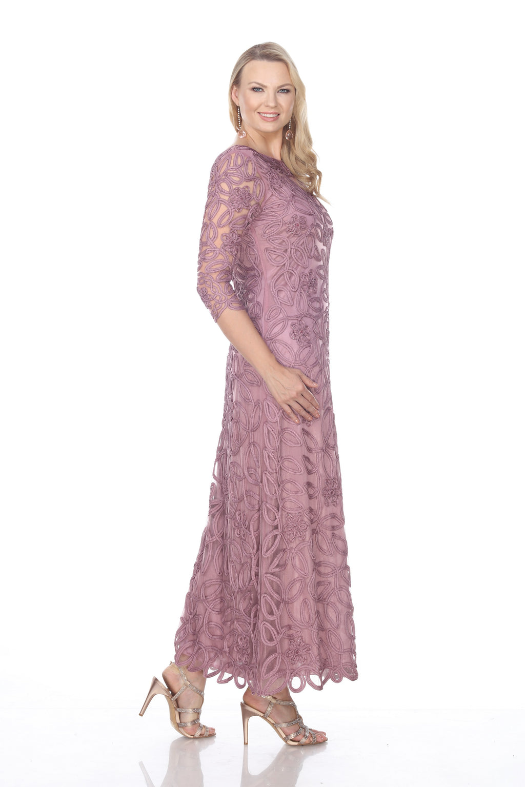 Soutache Embroidered Lace Evening Gown Dress 1616