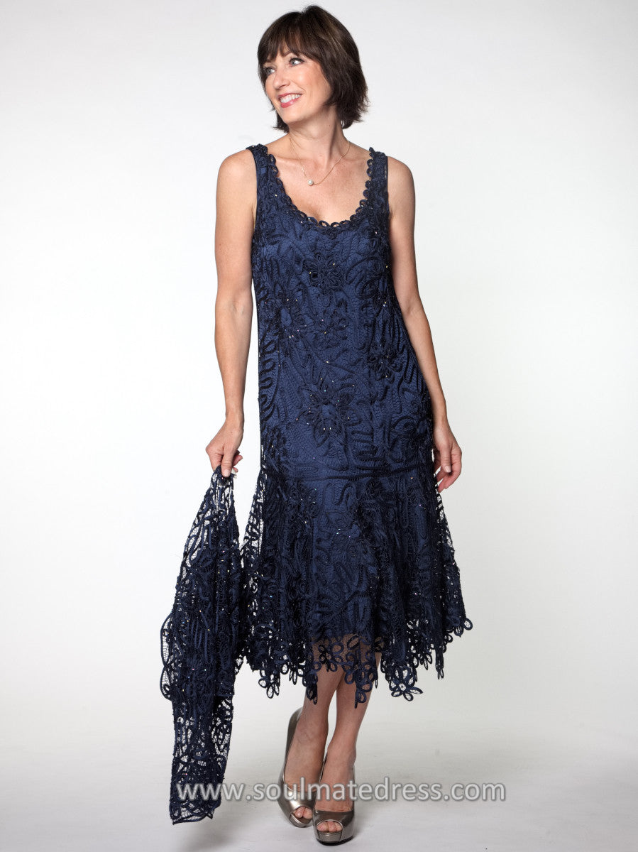 Soulmates C9126 Silk Beaded Tea Length Dress with Bolero Jacket Set (Capsule)