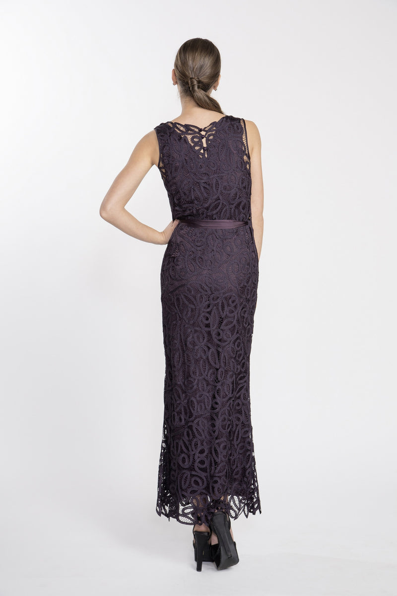 Crochet Sleeveless Long Dress Gown