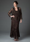 D9122 Flower Lace Crochet Three Pieces Evening Gown