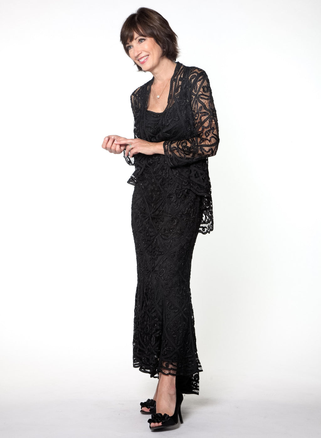 High-Low Beaded Evening Gown